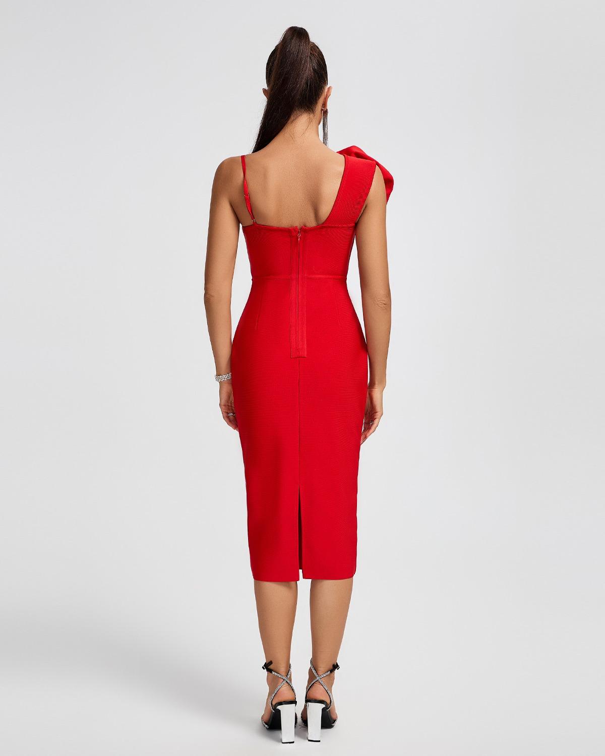 Ocstrade Women 3D Flower Red Cocktail Dress