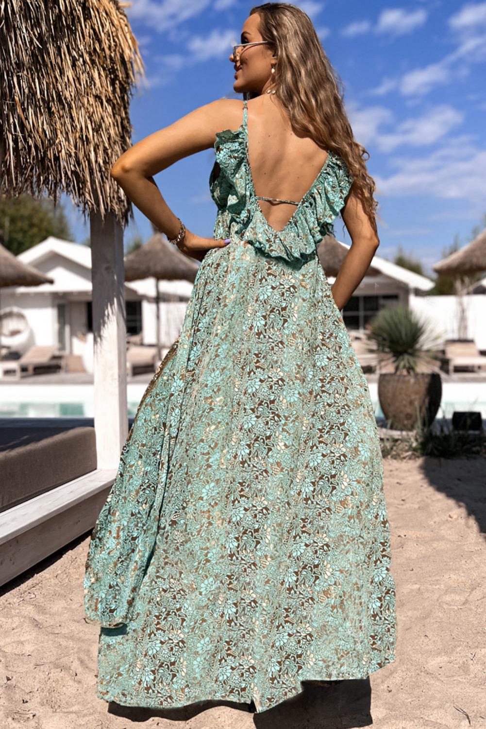 Lady Summer Patterned Strapped Maxi Dress