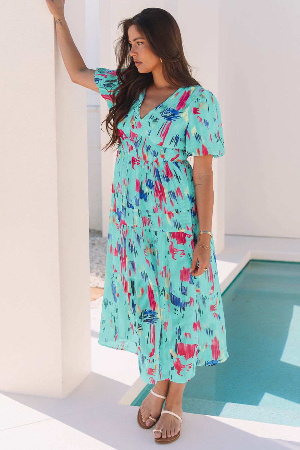 All The Summer Arty Light Green Maxi Dress