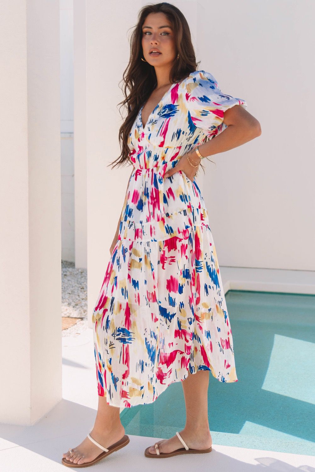All The Summer Arty White Maxi Dress