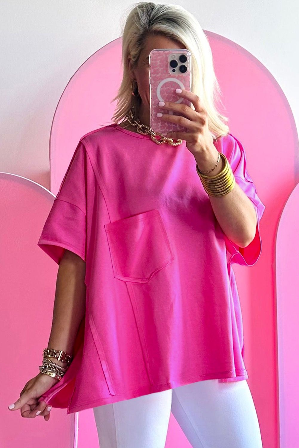 Airy Short Sleeve Pink T-shirt