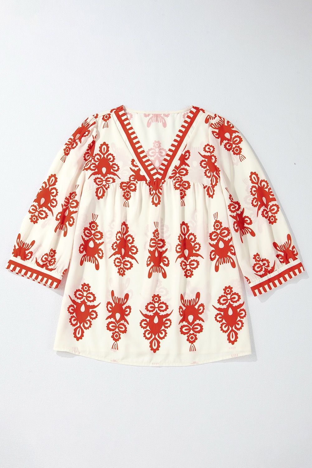 V-Neck Pattern Summer Blouse