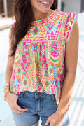 Ruffled Short Sleeve Summer Blouse